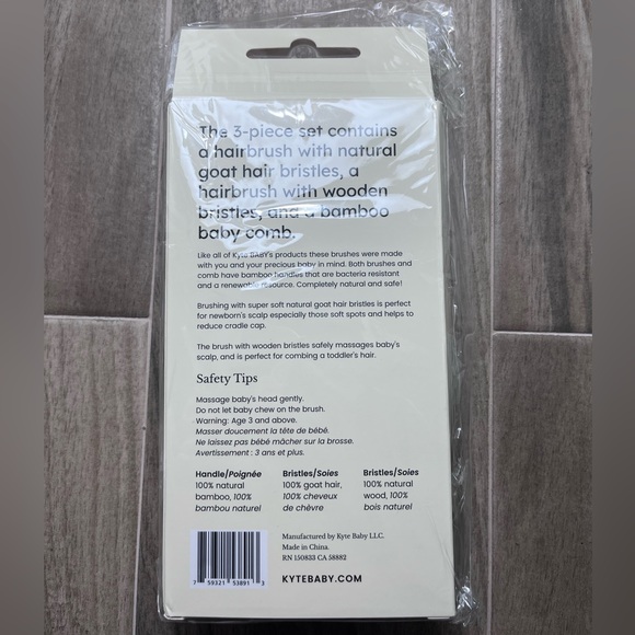 NIB Kyte Baby Bamboo Hair Brushes & Comb Set - Picture 2 of 4
